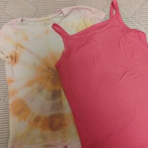 Wonder Nation Pink Tank and Tie-Dye Tee Shirt Girls Size Medium 7 - 8